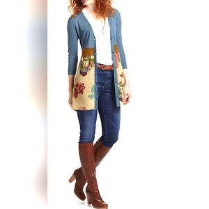 Anthropologie Knitted & Knotted Collectors Hand Painted Floral Cardigan Multi S